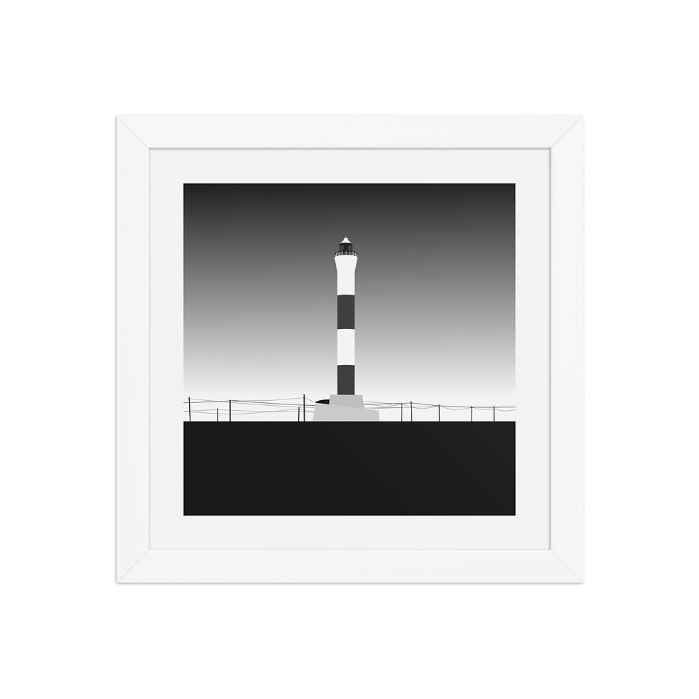 Thumbnail: lighthouse on the marsh | Minimalist Framed Matte Print