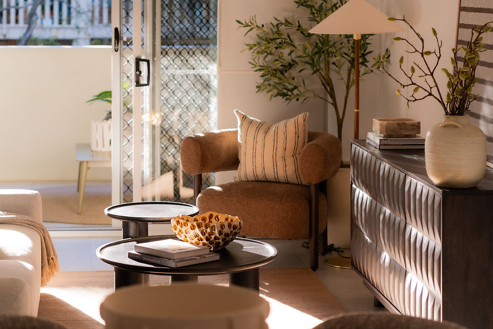 living room of a styled airbnb