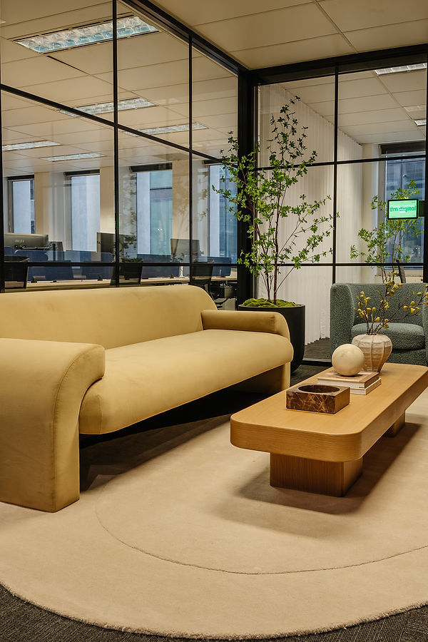globe west couch with coffee table by sarah ellison in commercial office in brisbane city