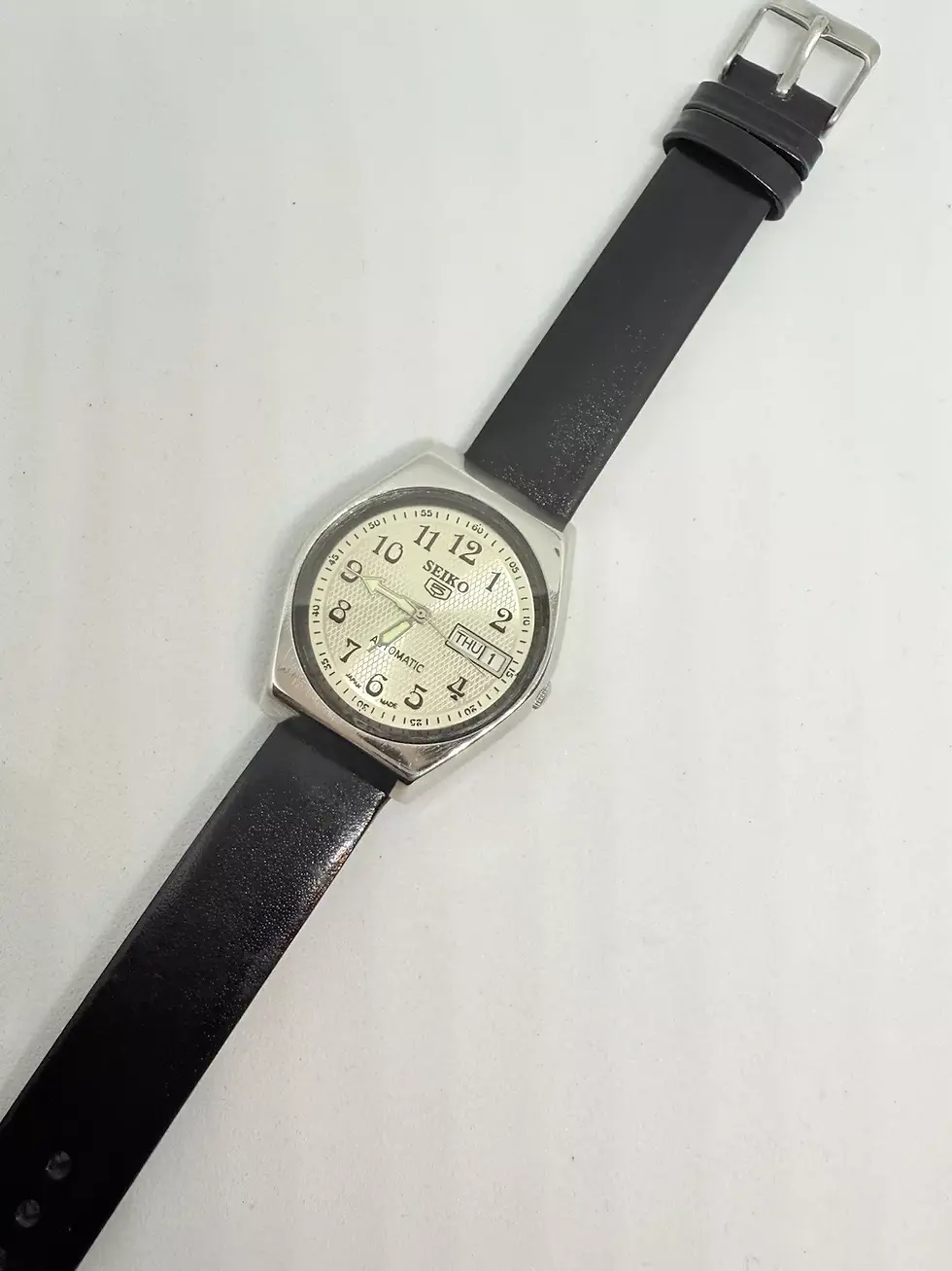 Thumbnail: seiko 5 automatic mens watch 17 Jewels Japan Made Vintage Movement 6309A