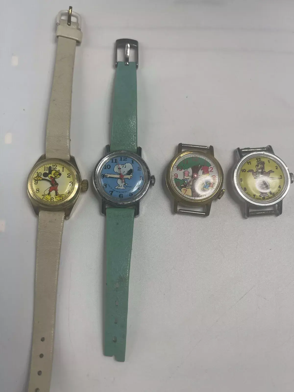 Job Lot Of 70s Watches Mickey Mouse, Yogi Bear , Snoopy, Woodpecker Moving