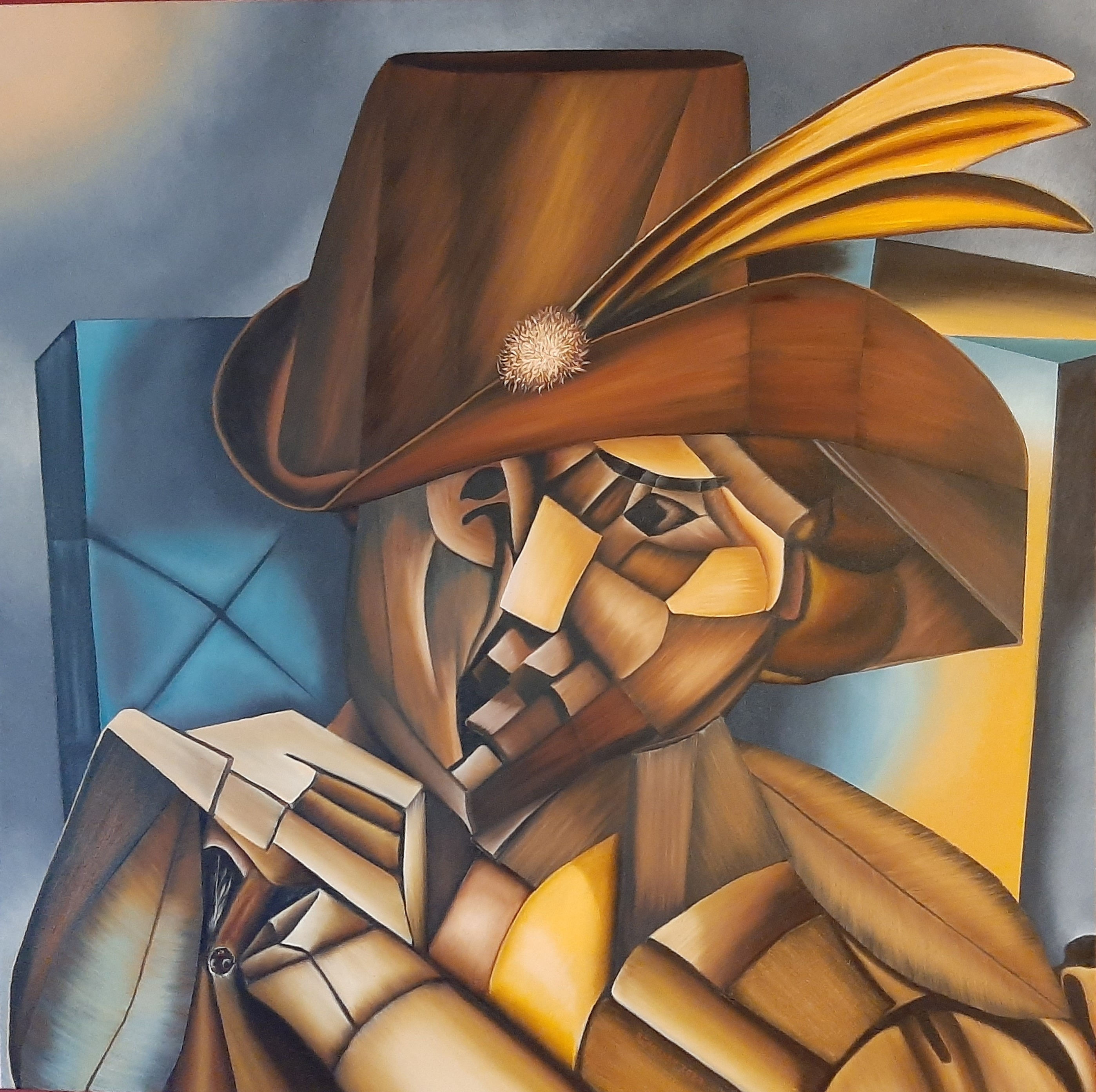 Woman in a Brown Hat abstract painting