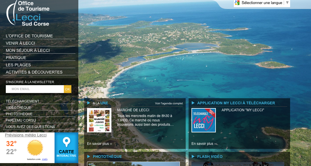Page d'accueil du site internet de l