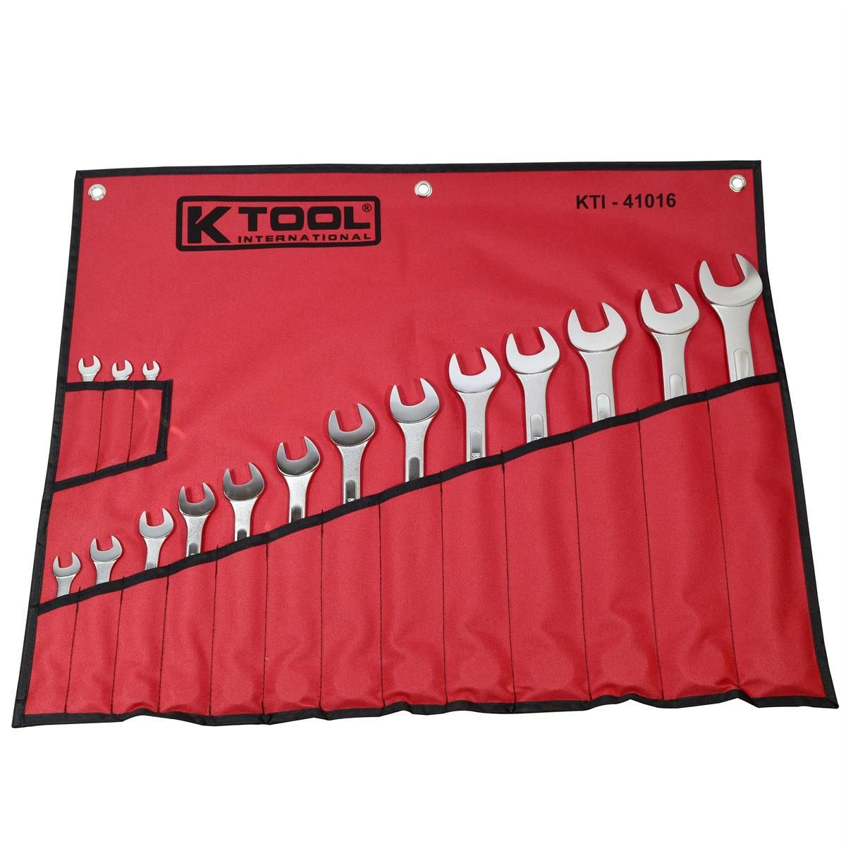K Tool International Wrench Set Combination 16 Piece
