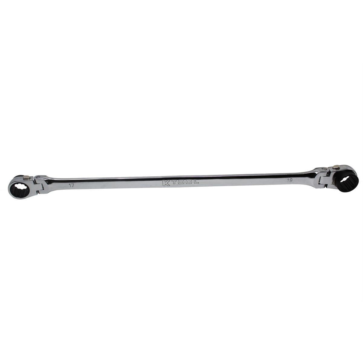 K Tool International Wrench 17mm x 19mm Metric Ratcheting Reversible Double Box