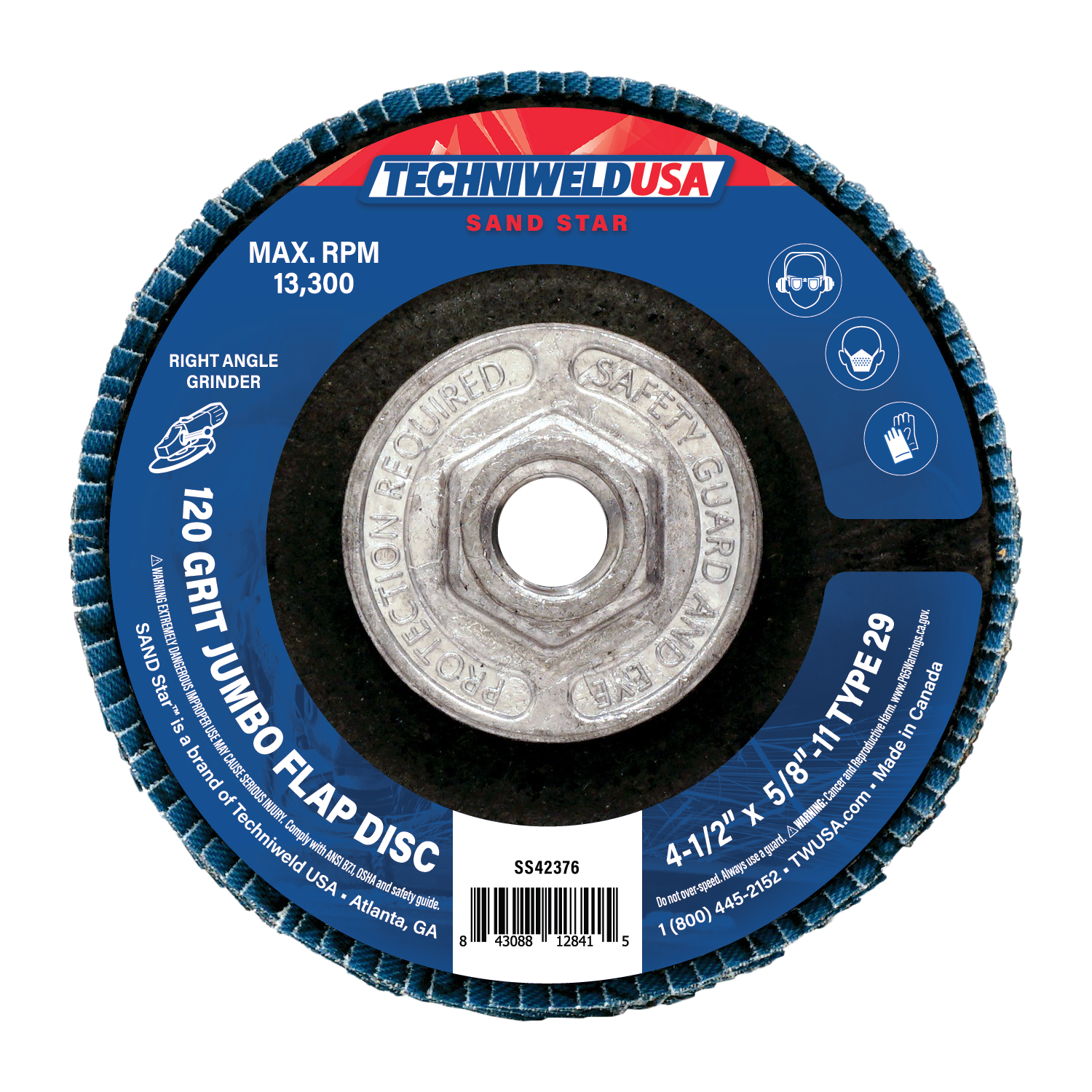 4-1/2 X 5/8-11 Jumbo Flap Disc 120 Grit /Typ 29