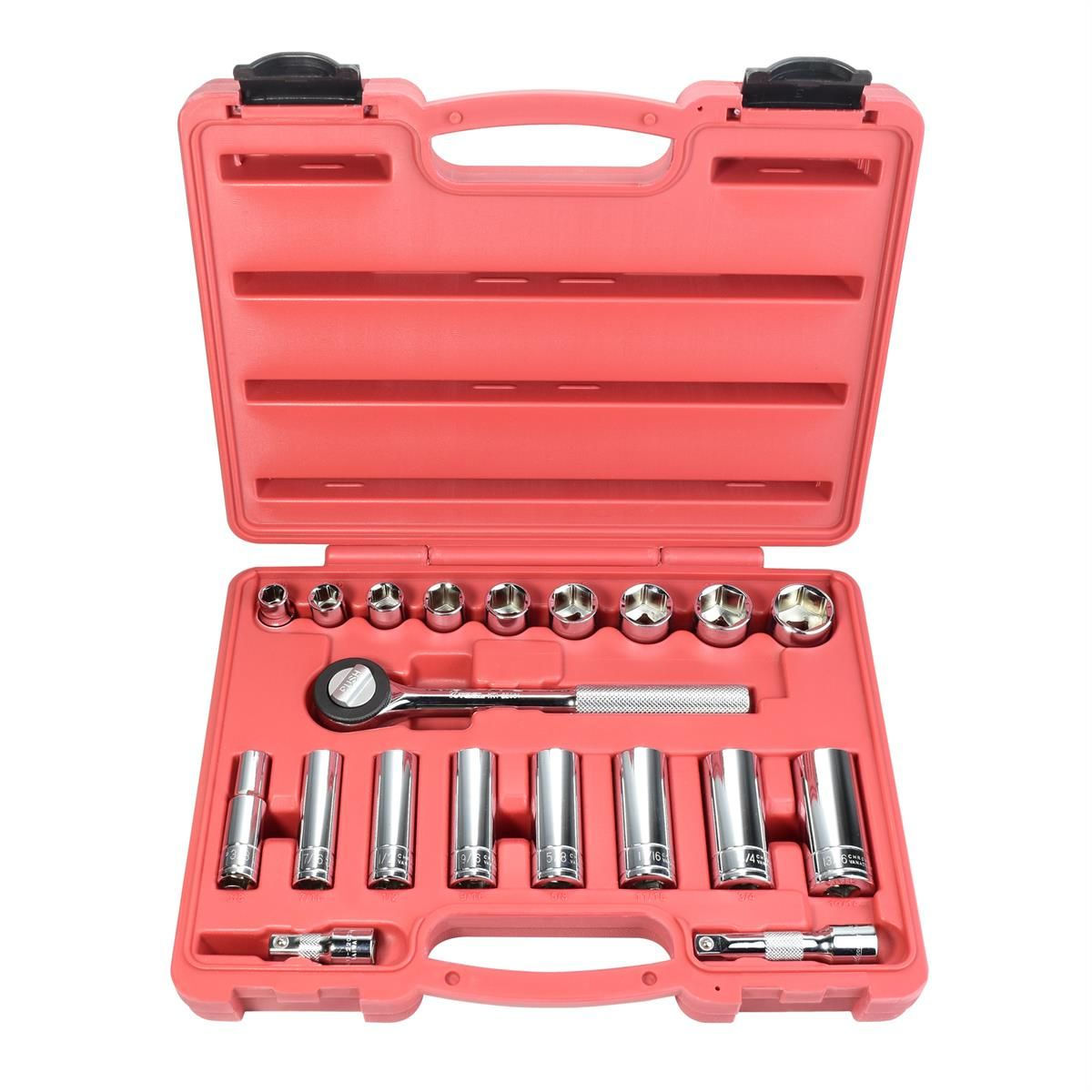 K Tool International Socket Set 20 Piece SAE 3/8 in. Dr 6 pt