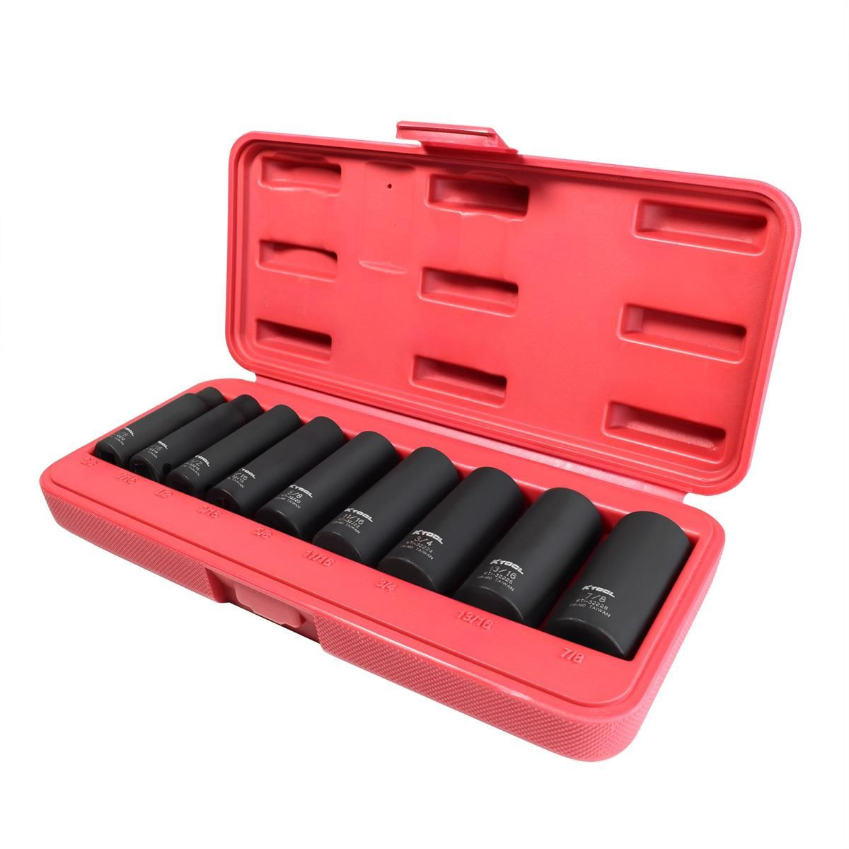 K Tool International Socket Set Impact SAE 6 pt. Deep 1/2 in. Dr 12 Pieces