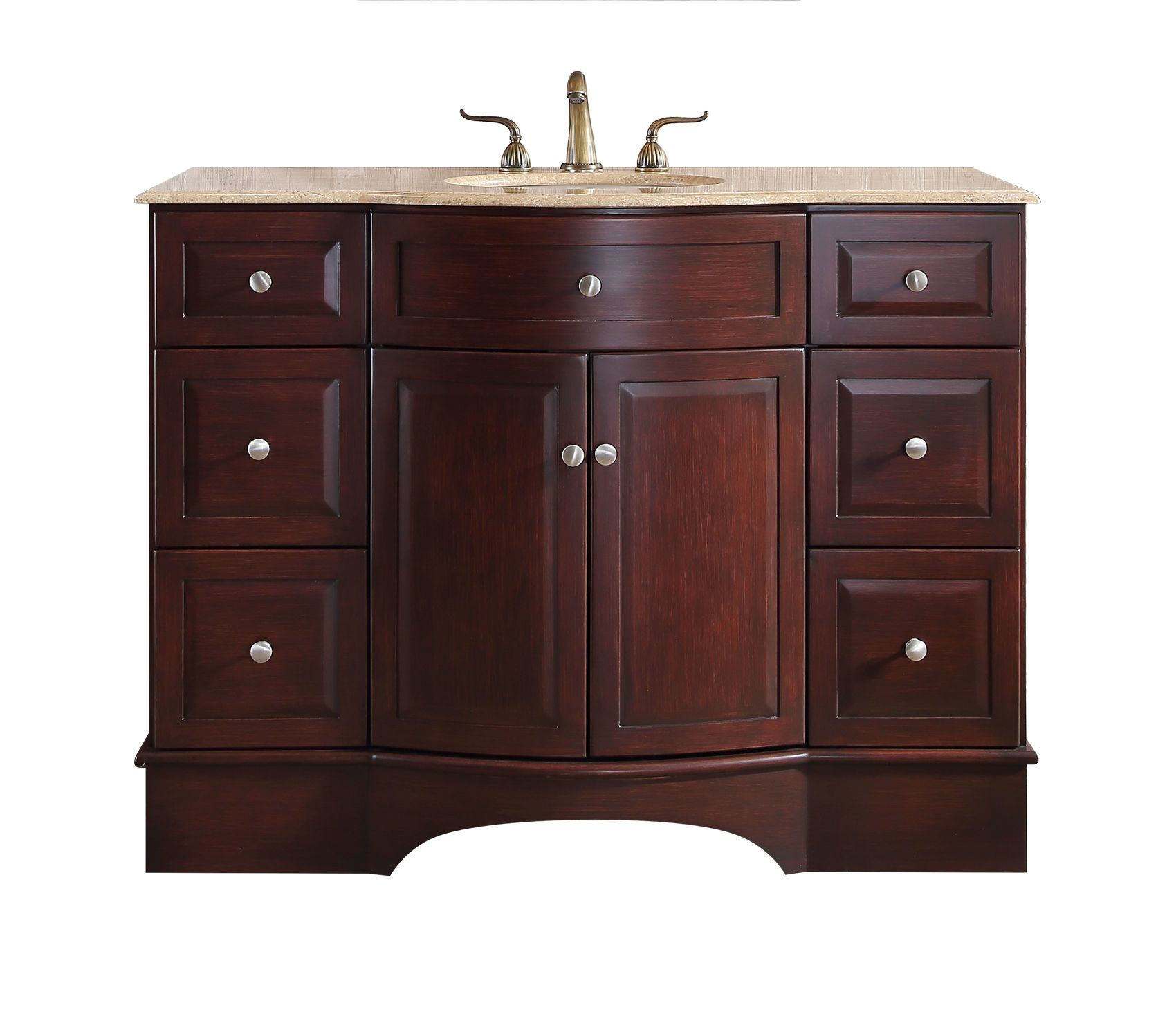 48" Lotus Single Sink Vanity with Travertine Marble Top