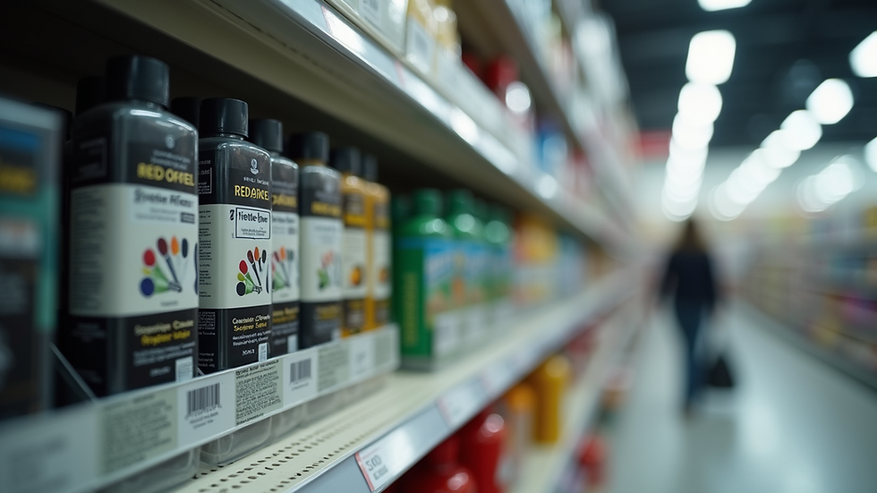 Eye-level view of a window screen repair kit on a store shelf