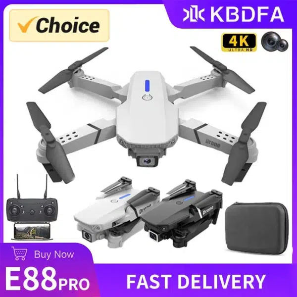 רחפן Kbdfa e88 pro עם מצלמת HD 4K ו-WiFi
