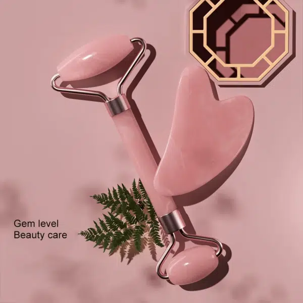 גוואשה – GUA SHA – סט רולר ואבן לעיסוי הפנים