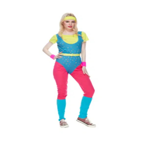תחפושת אירובי ניאון שנות ה-80 לנשים