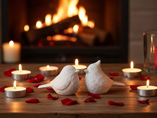 Ceramic bisque round and crested whittle effect bird figures