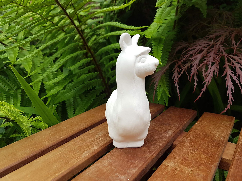 Thumbnail: Ceramic bisque llama figure right side view