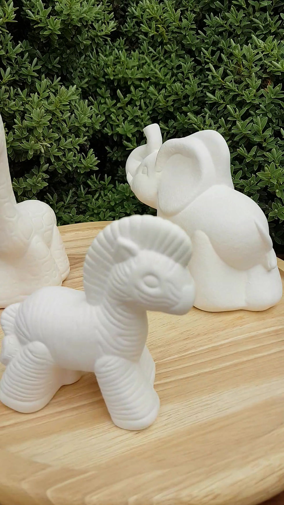 Thumbnail: African trio of giraffe zebra and elephant ceramic bisque figures 360 degree view video