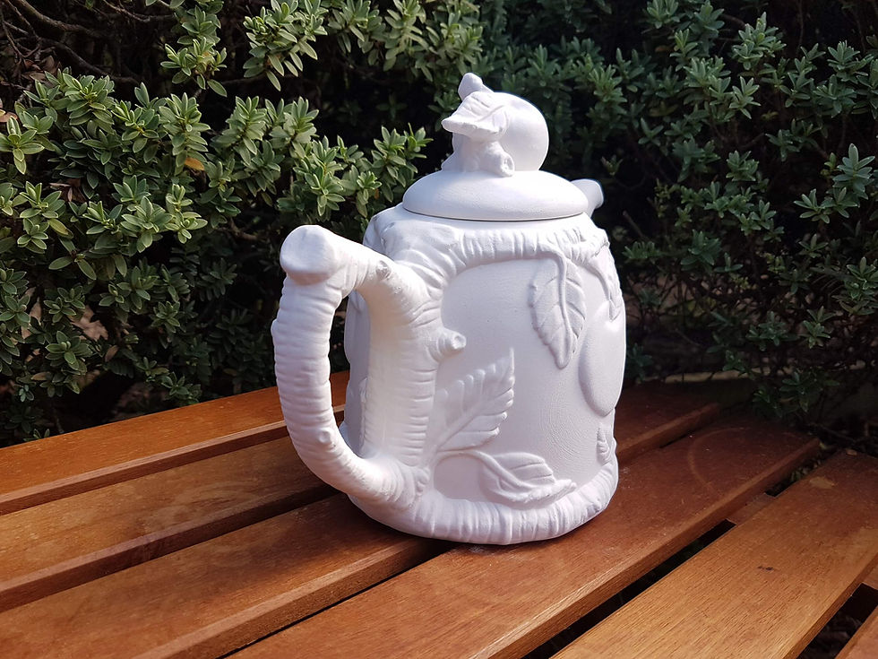 Thumbnail: Ceramic apple teapot handle view