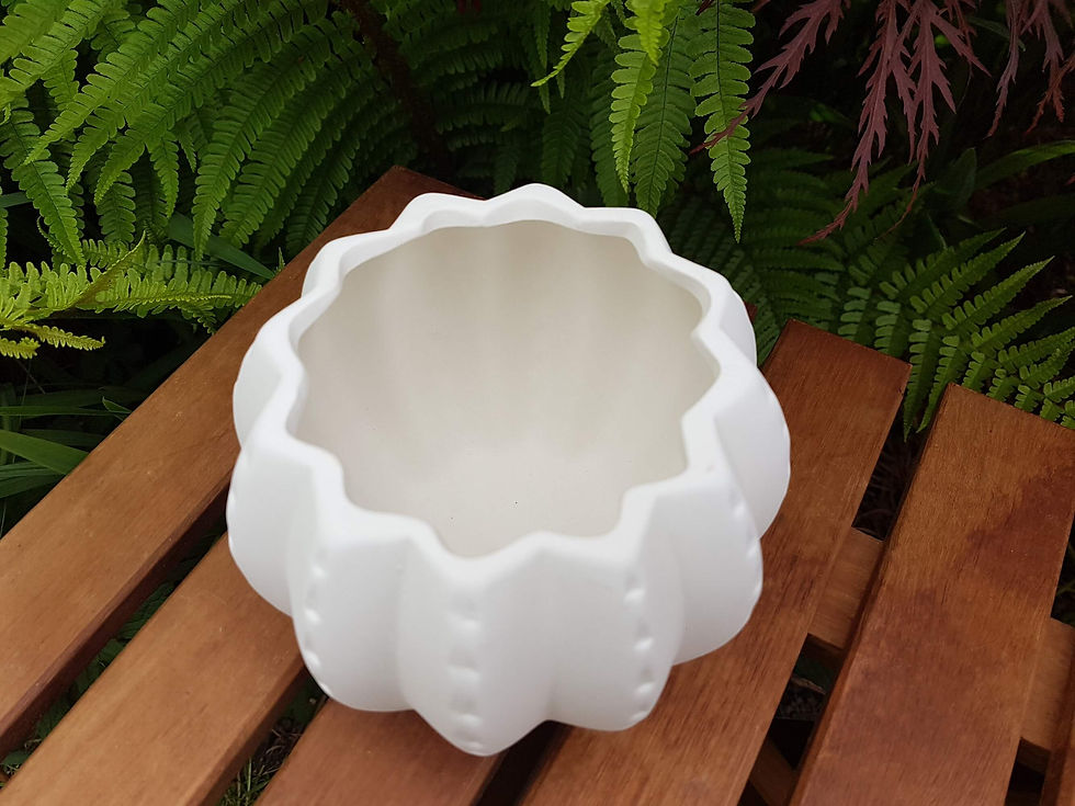 Thumbnail: Ceramic bisque cactus shaped planter side top view