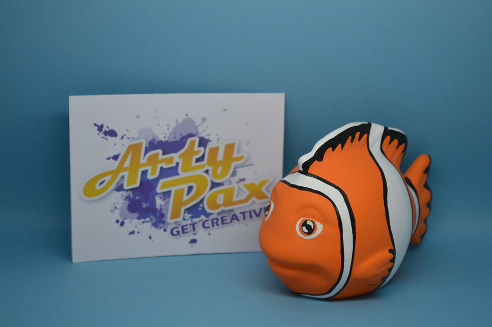 Thumbnail: Hand painted ceramic orange clownfish figure