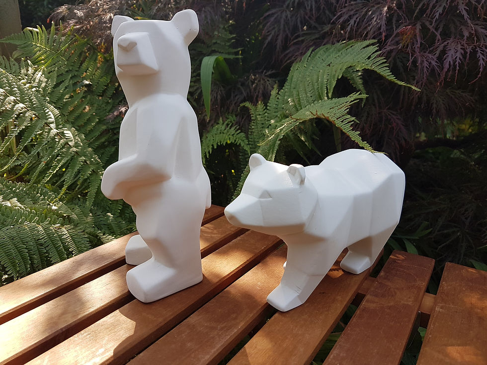 Thumbnail: Faceted bear ceramic figures set of 2 left side view