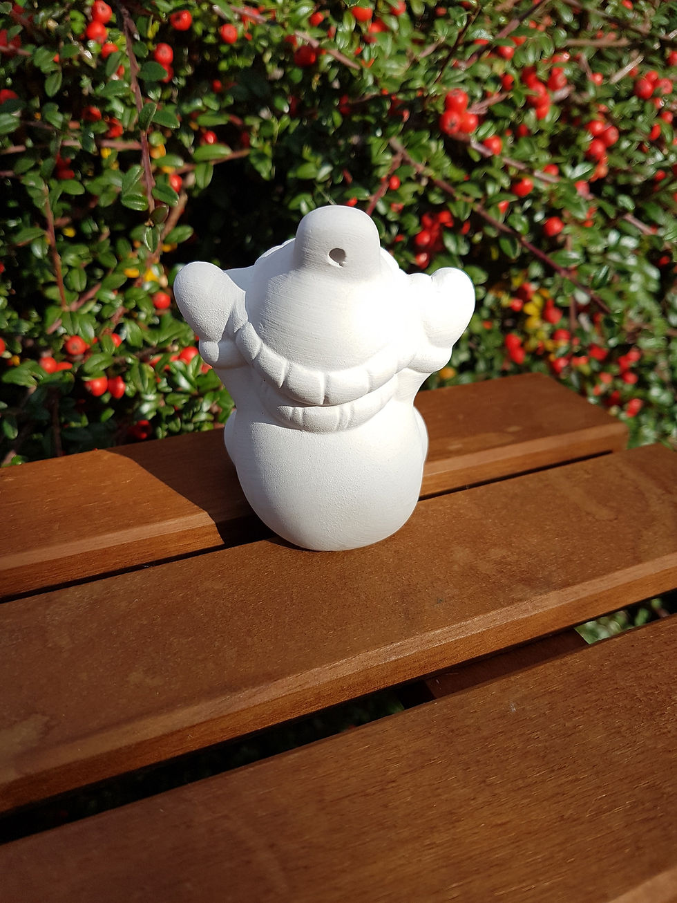 Thumbnail: Ceramic 3D Snowman bauble figure back view