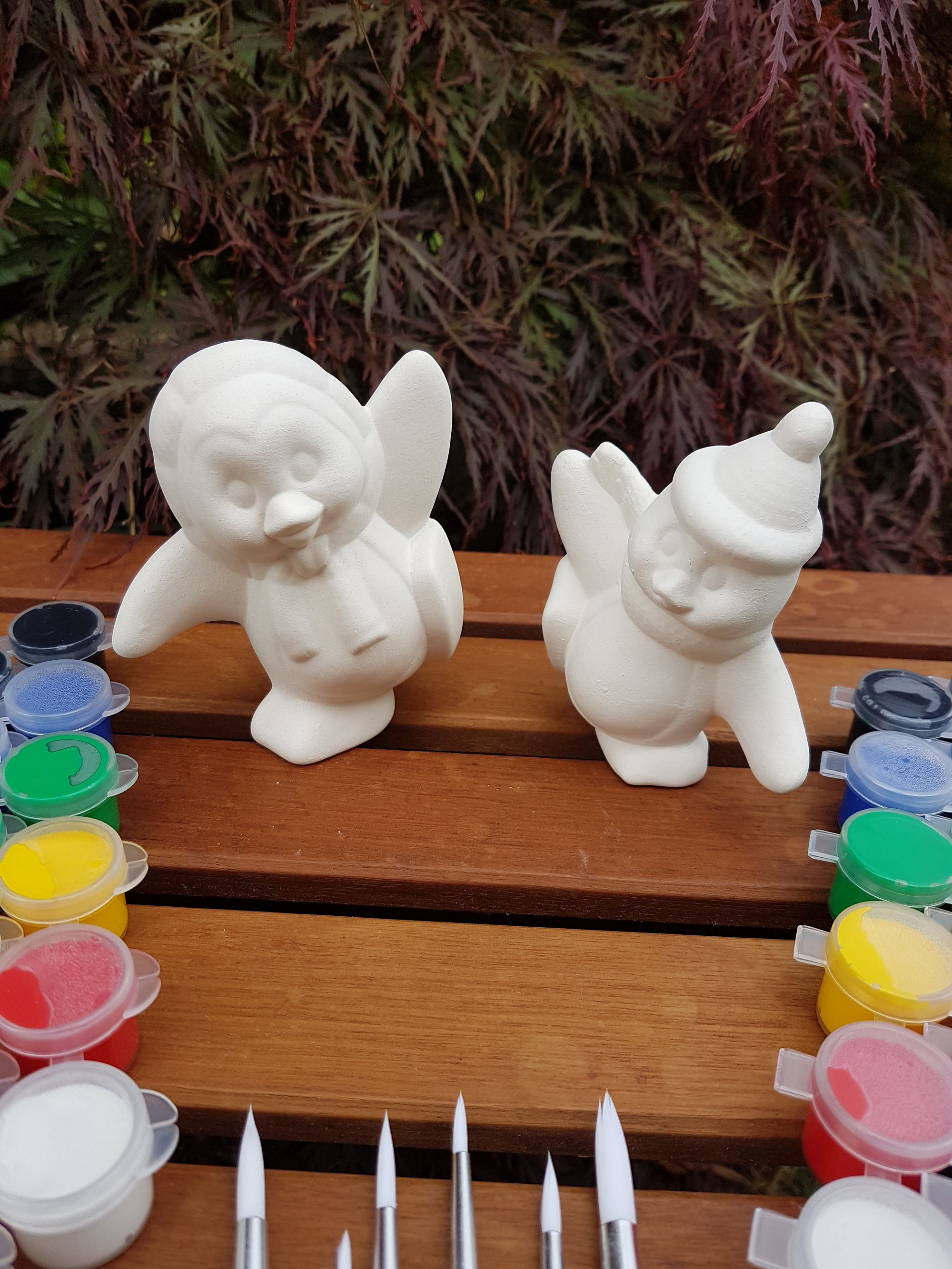 Christmas penguin blank bisque ceramic figures pottery painting party kit for adults