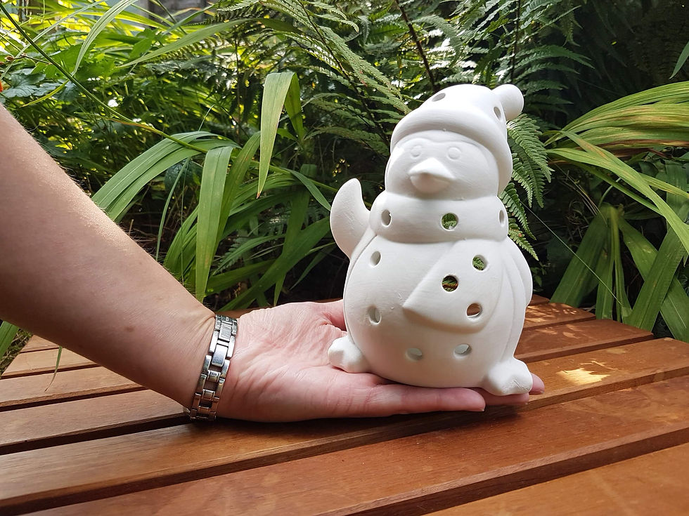 Thumbnail: Penguin tea light holder ceramic figure in hand for scale