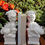 Thumbnail: Chinese Lion Dog pair of ceramic bisque figures used as bookends