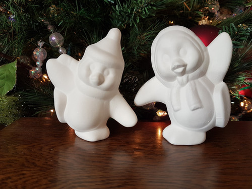 Figurine Pingouin En Céramique Bisque – À Peindre Soi-même, Prêt Pour Noël, Gare