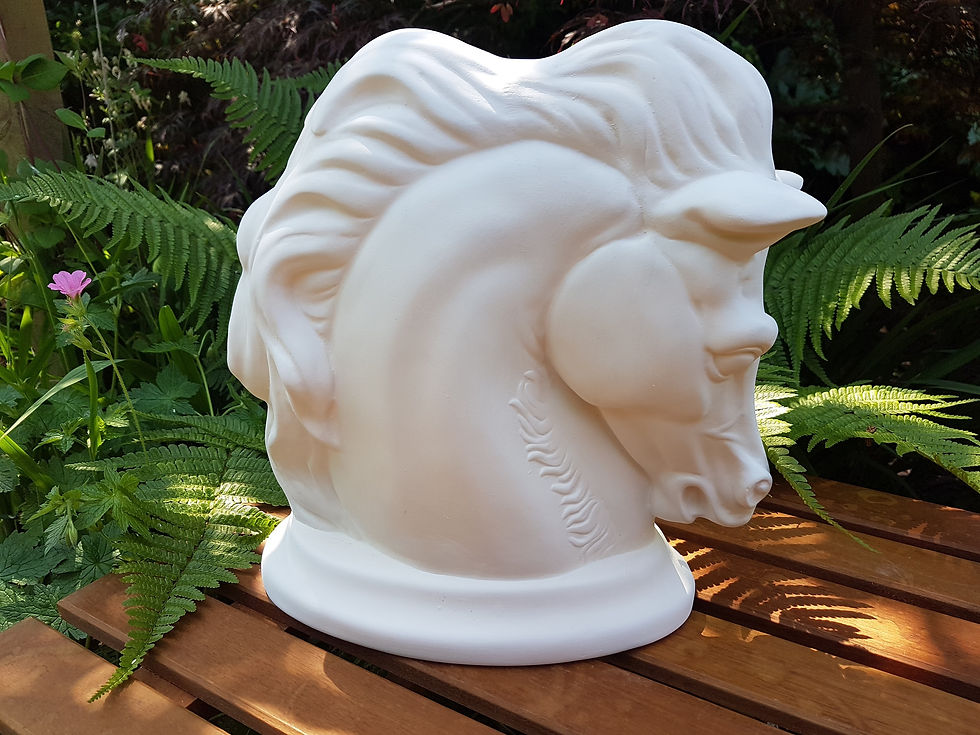 Thumbnail: Horses head bisque ceramic figure right side view