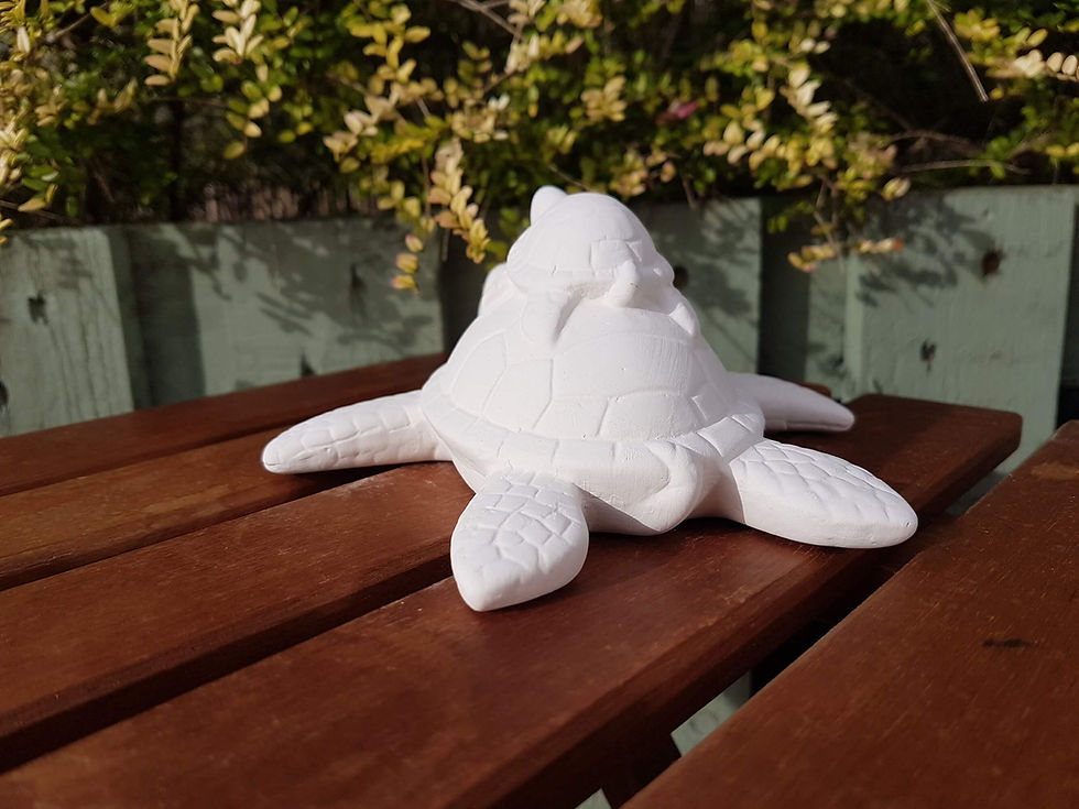 Thumbnail: Turtle and baby ceramic figure back view