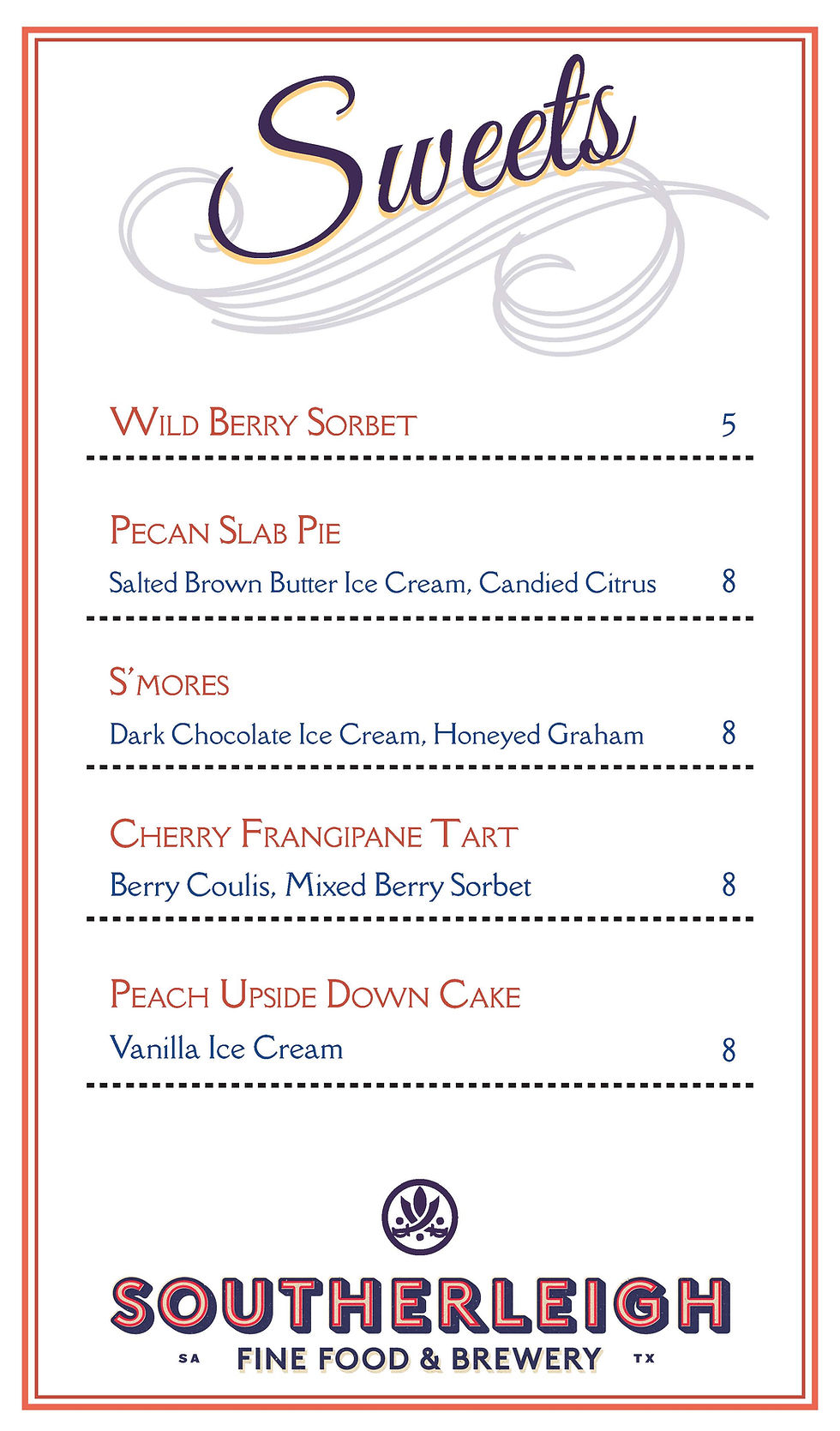 Southerleigh Dessert Menu
