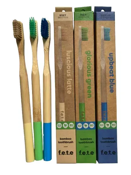 bamboo toothbrushes with cardboard packaging
