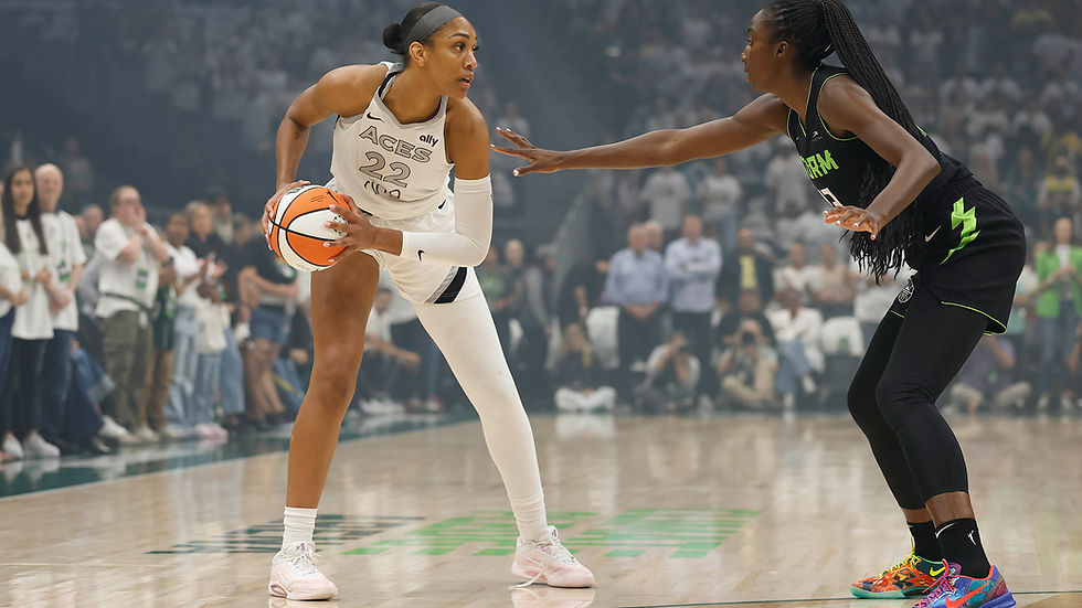 Las Vegas forward A'ja Wilson faces up during Game 2 of the first round inside Climate Pledge Arena. Photo Credit: Las Vegas Aces