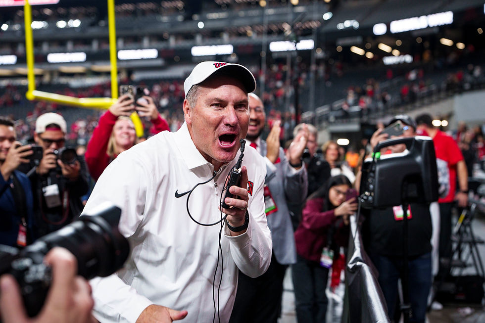 Rebels head coach Dan Mullen address the band after the team's win in its final home showing of the season. Photo Credit: UNLV Athletics