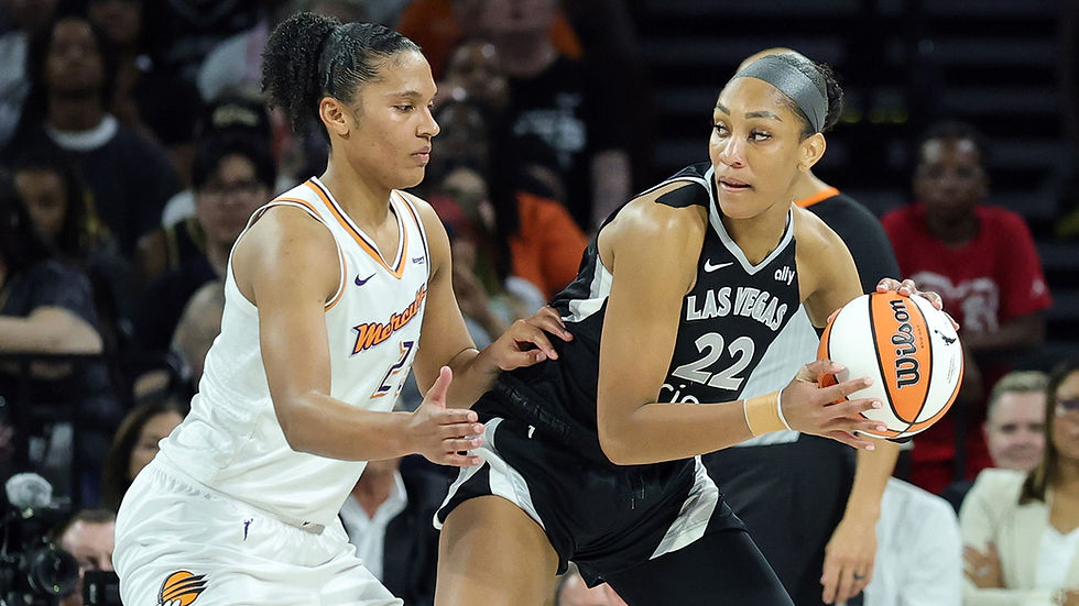 MVP candidates for both Las Vegas and Phoenix battle down low inside the Michelob Ultra Arena. Photo Credit: Las Vegas Aces