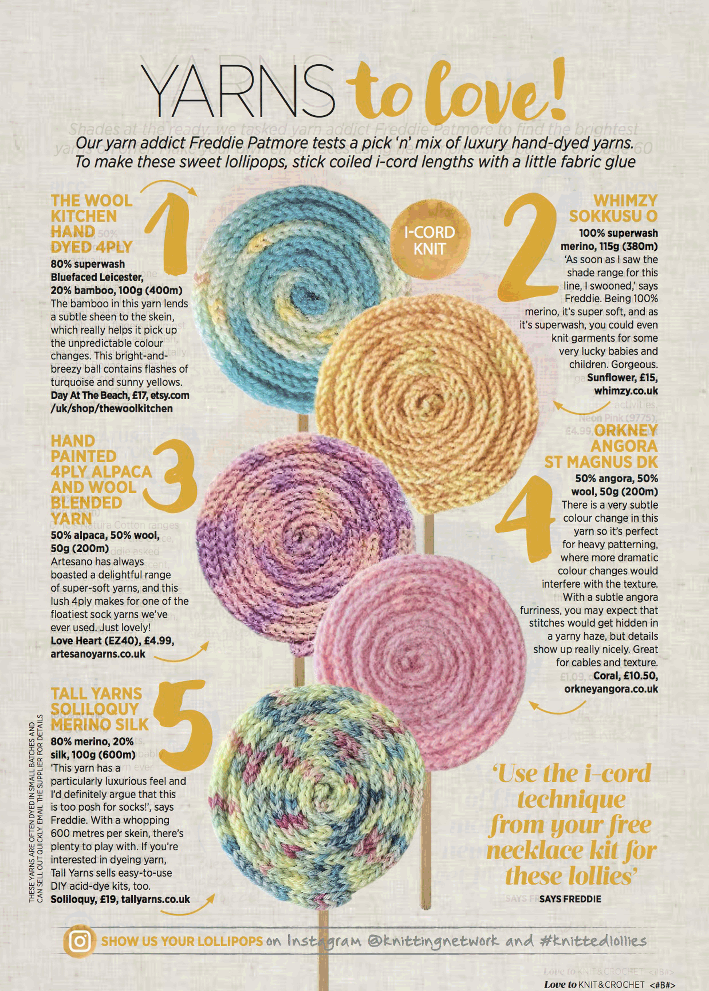 Yarn review features