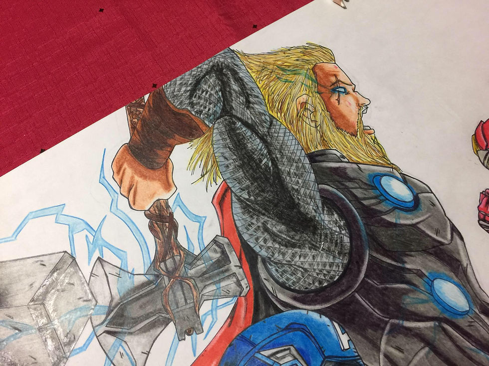 Miniatura: Dibujo de Capitán américa, Thory Iron Man