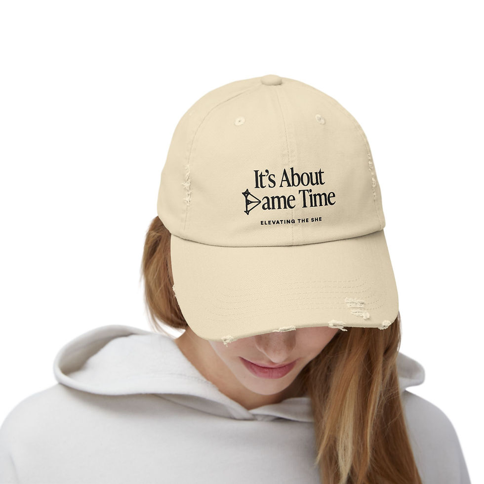 Thumbnail: It's About Dame Time Unisex Distressed Cap in Cream