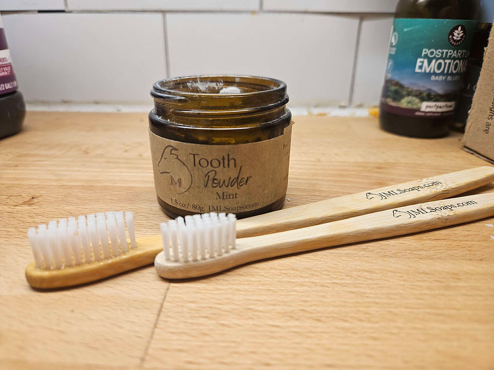 Thumbnail: Tooth Suds jar with two toothbrushes and a bottle in background