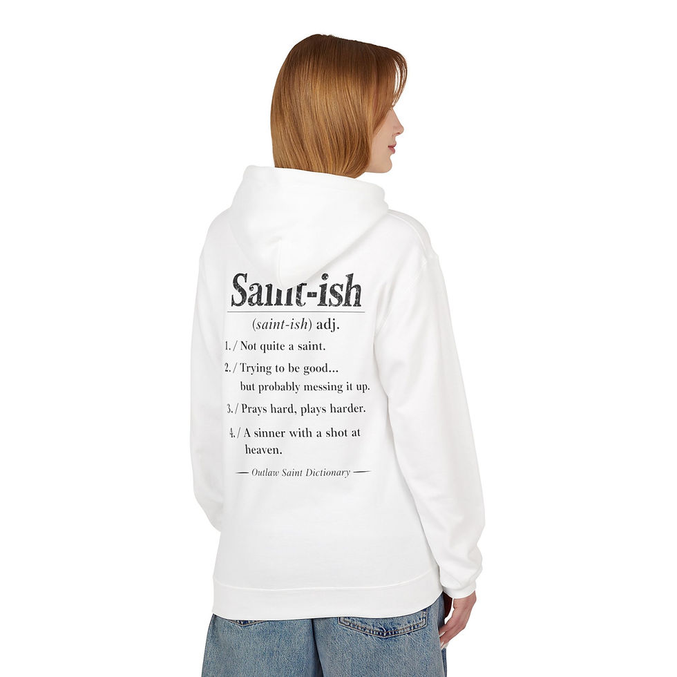 Thumbnail: Outlaw Saint Hoodie | Saint-ish definition back print