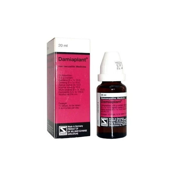 Damiaplant homeopathic medicine bottle and packaging