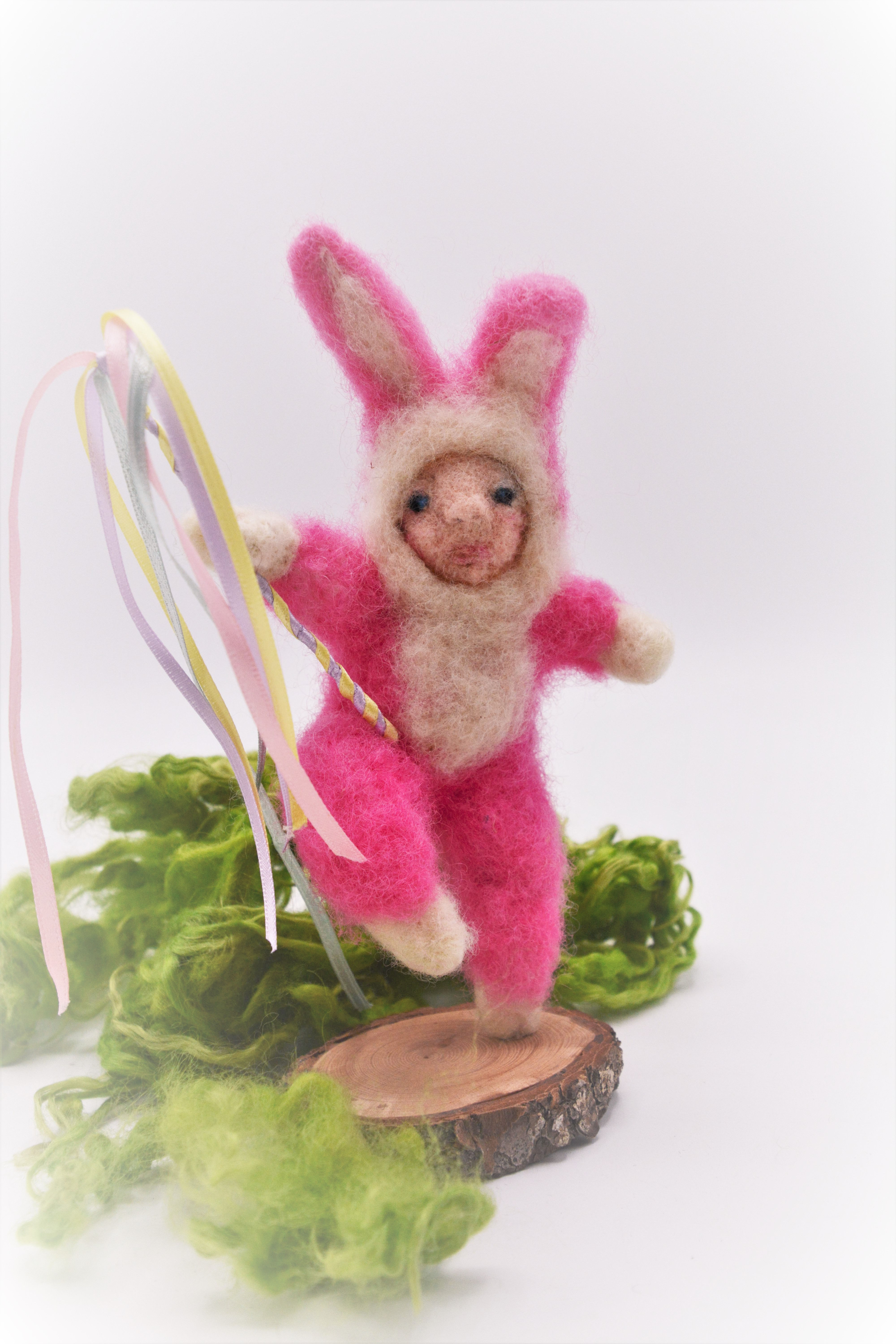 Dancing Child Bunny | Needle Felted Easter Sculpture | OOAK
