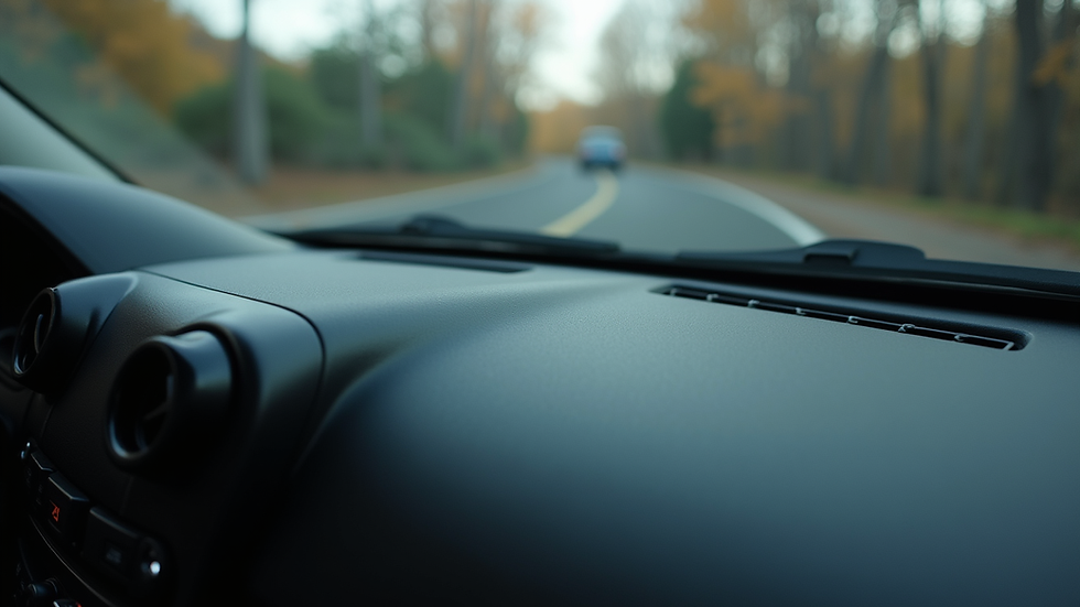Close-up view of a clean car interior with shiny surfaces