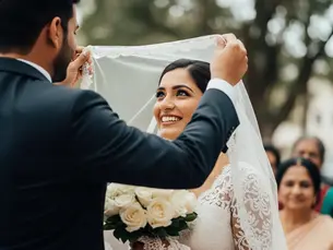 Aldrin removing the Veil of Maria during a christian wedding photography in Thrissur