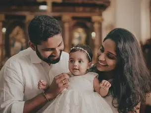 Hazel baby posing for a click before her baptism