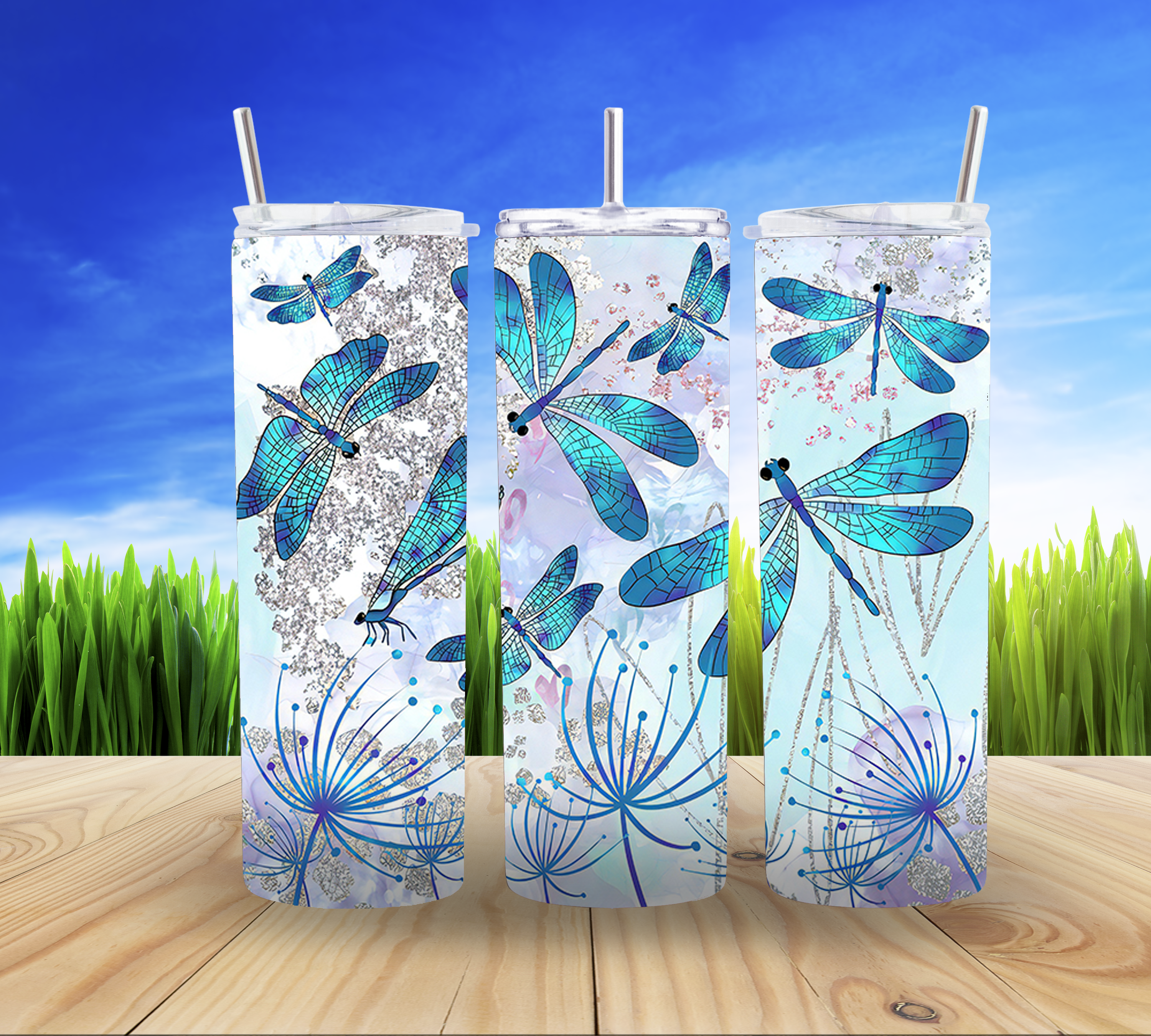 Blue Dragonflies 20 oz Tumbler