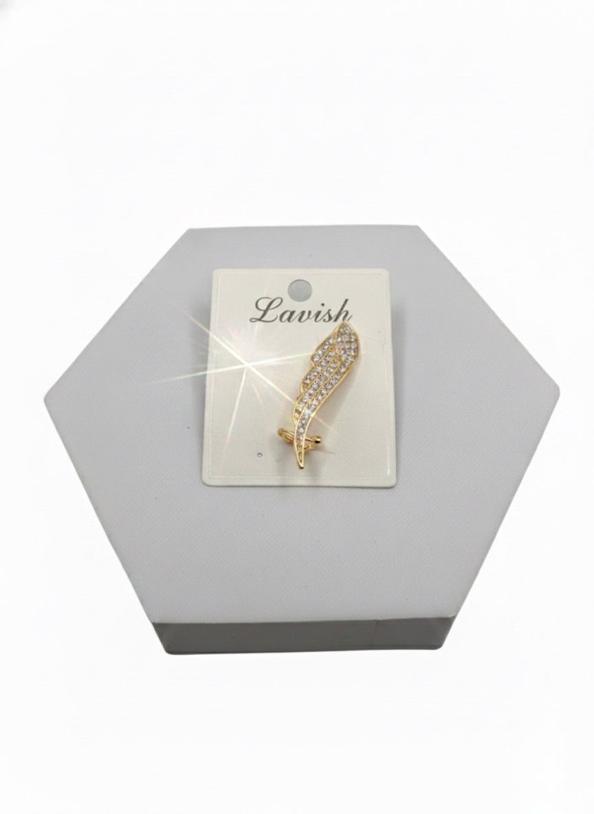 Lavish Jewellery gold pin on a white background with visible text Lavish.