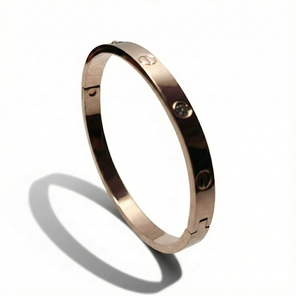 Rose gold bracelet with engraved details; thin size openable Kada; Lavish Jewellery.