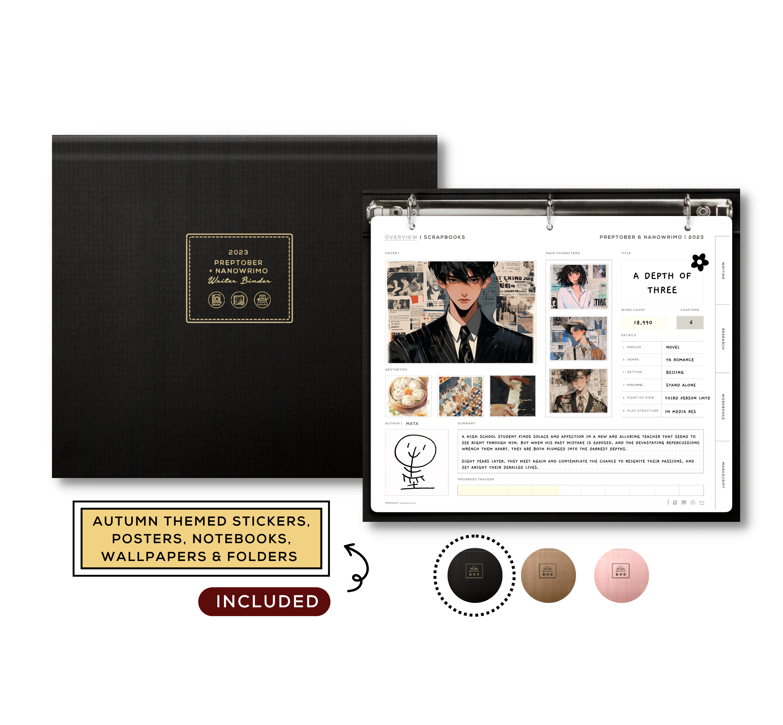 Preptober + Nanowrimo Binder (Black)